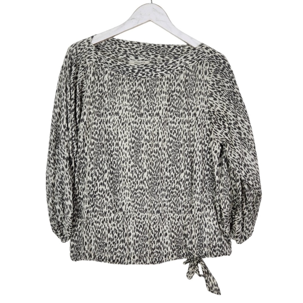 AllSaints Leopard Print Cotton Blouse Size M - Picture 10 of 11